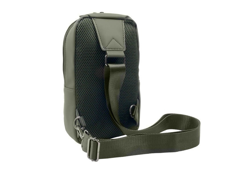 Plecak na jedno ramię z tkaniny unisex Aeronautica Militare Runway crossbody khaki - organizacja wnętrza i kieszeni