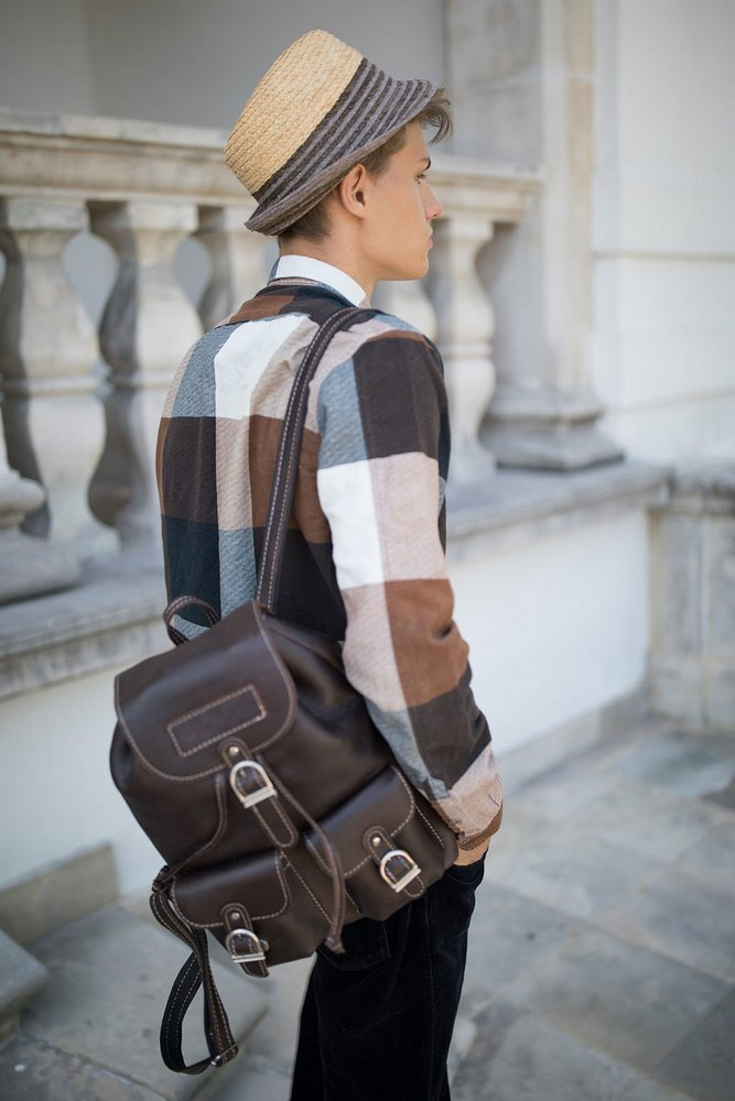 Plecak skórzany unisex VOOC TC13 miejski retro duży brązowy - cecha produktu