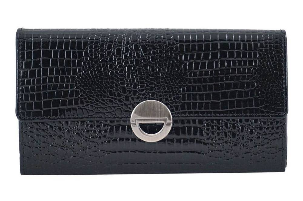 Portfel ze skóry lakierowanej damski Barberini's 659-1 croco czarny - cecha produktu