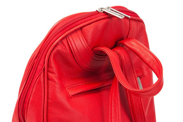 Plecak skórzany damski VOOC EP16 miejski duży czerwony - ergonomiczne szelki i tył plecaka