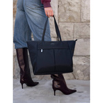 Duża torebka damska shopper na laptopa z uchwytami czarna - Peterson CTY-09
