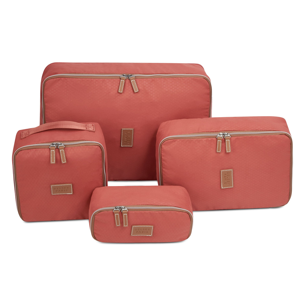 Organizery podróżne materiałowe unisex Delsey Chatelet Air 2.0 packing cubes ceglane - ergonomiczne rozmiary kostek
