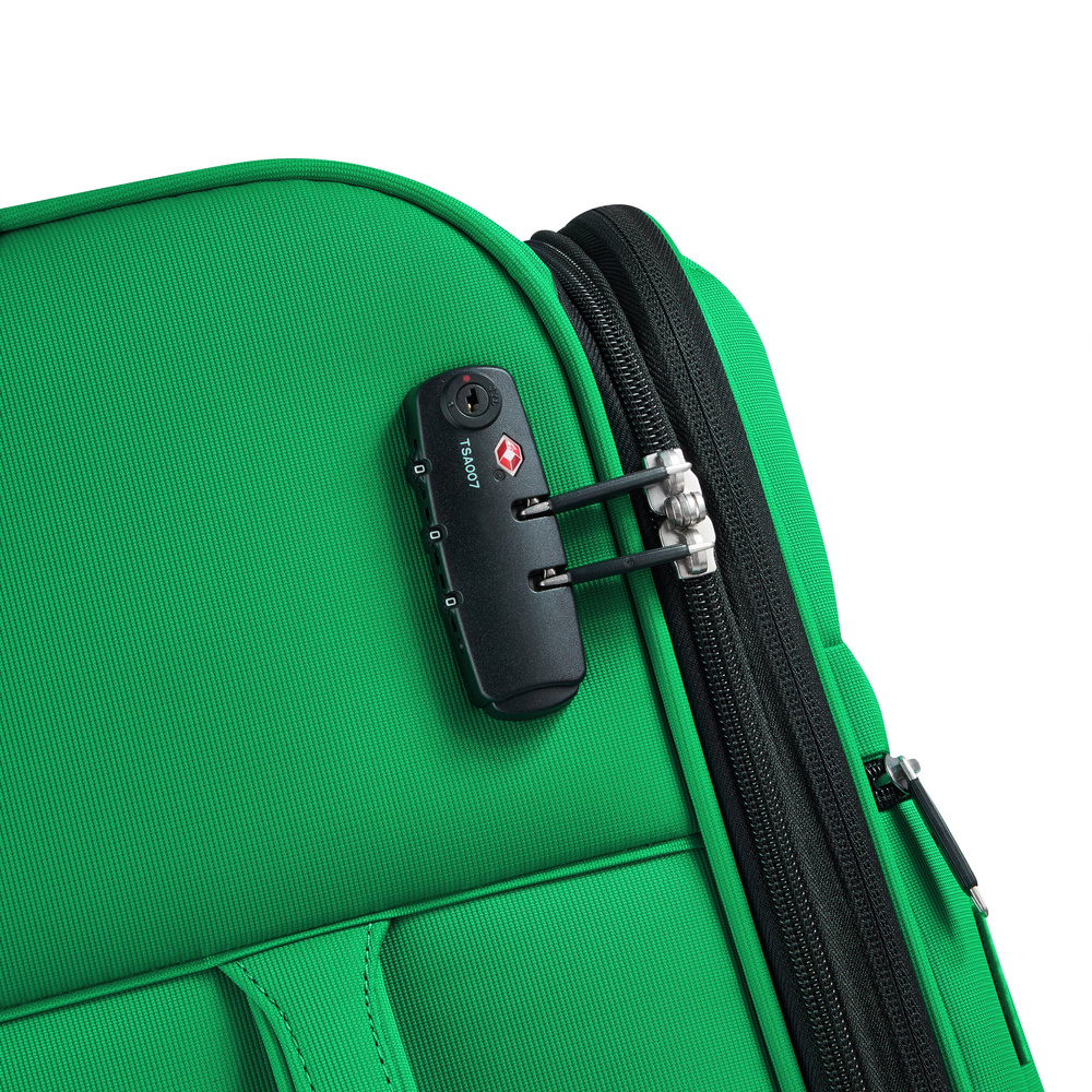 Walizka z materiału unisex Delsey Benetton Color Block średnia na 4 kółkach zielona - widok wnętrza i organizacja przestrzeni