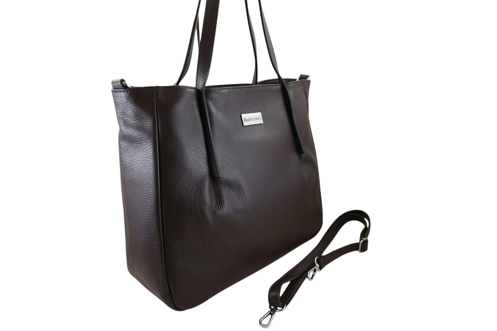 Torebka ze skóry naturalnej damska Barberini's 995-11 shopper A4 ciemnobrązowa - cecha produktu