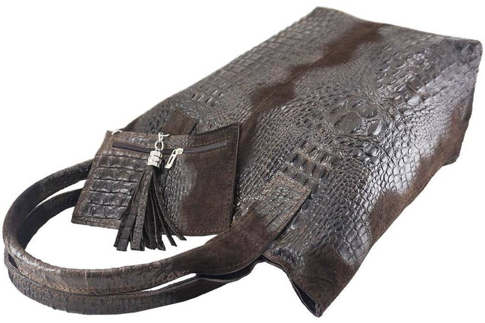 Torebka ze skóry naturalnej damska Barberinis 375/7-1 shopper bag croco A4 czarna - cecha produktu