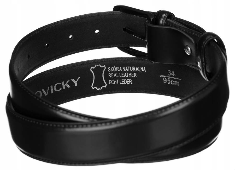 Wewnętrzna strona czarnego paska Rovicky RPM-14-SPL z tłoczeniem marki