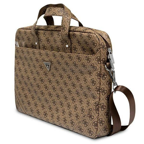 Torba ze skóry ekologicznej unisex Guess Saffiano 4G Triangle na laptop 16 brązowa - cecha produktu