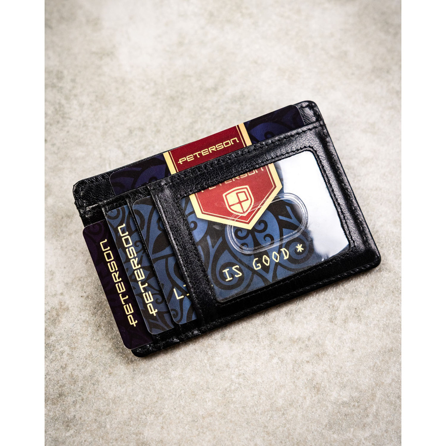 Otwarte czarne etui Peterson CC-224-BOR z kartami