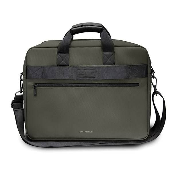 Torba na laptopa z materiału unisex Ferrari Off Track Scuderia khaki - detale i organizacja przestrzeni