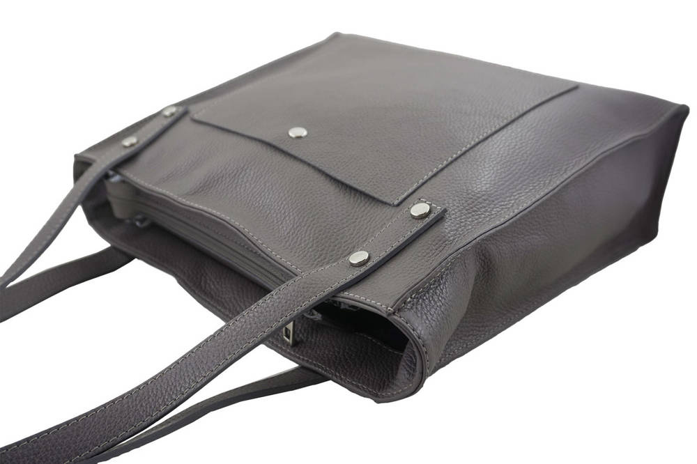 Torebka ze skóry naturalnej damska Barberini's 914-3 shopper A4 szara - cecha produktu