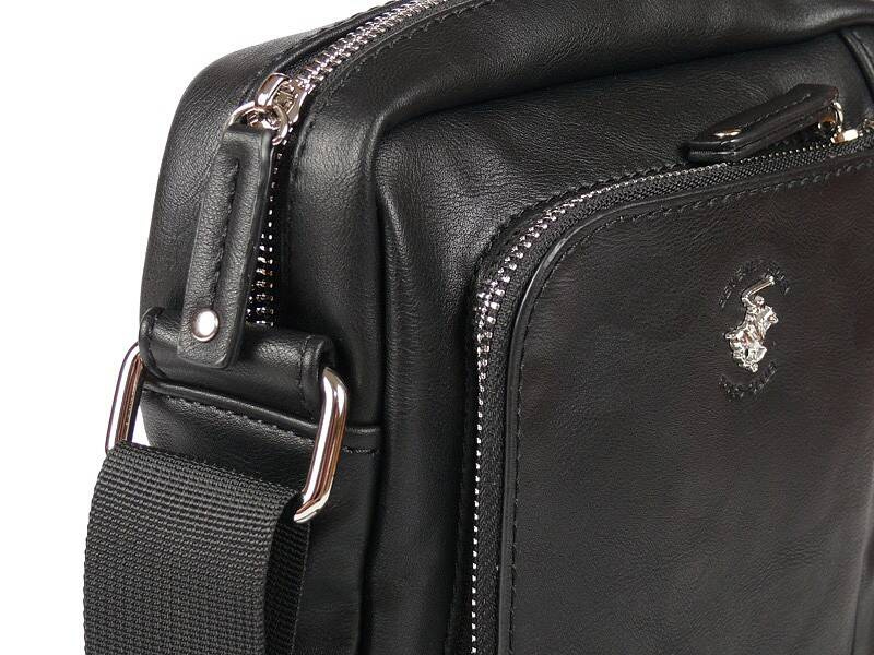Saszetka na ramię torba męska miejska czarna - BEVERLY HILLS POLO CLUB BH-1182 NE - widok wnętrza i przegród