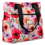 Torba damska materiałowa shopper bag w kwiaty kolorowa - Rovicky R-TZ-01