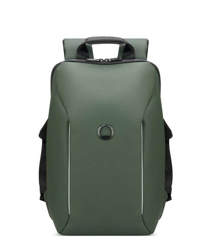 Plecak miejski z materiału wodoodpornego unisex Delsey Securain na laptop 16 zielony - detale wykończenia
