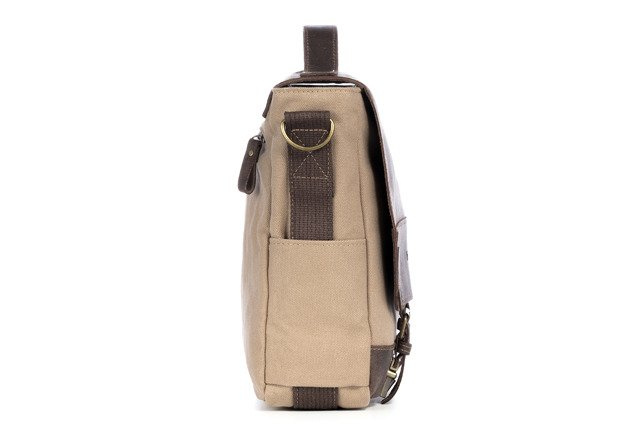 Torba na ramię skórzana canvas unisex VOOC EC1 na laptopa A4 beżowa - cecha produktu
