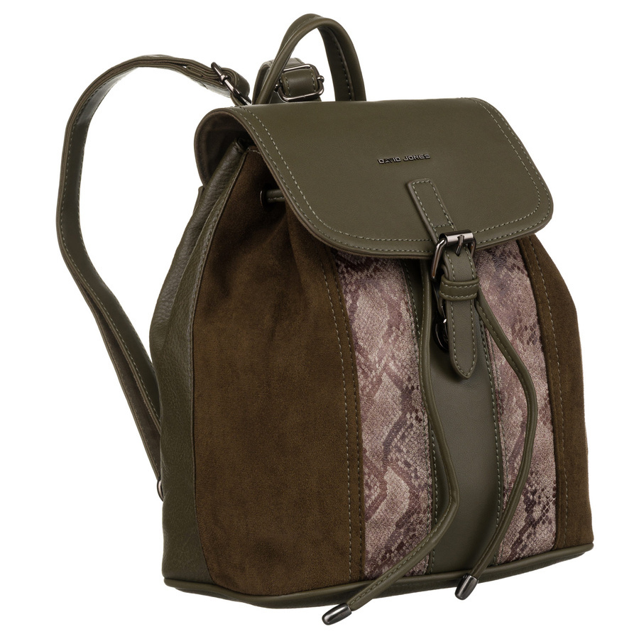 Plecak damski David Jones 6885-2 w kolorze khaki z klapką