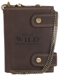 Skórzany portfel męski z mosiężnym łańcuchem brązowy Always Wild 2901-BIC