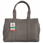 Torebka skórzana damska Vera Pelle VPA78G shopper XL A4 szara