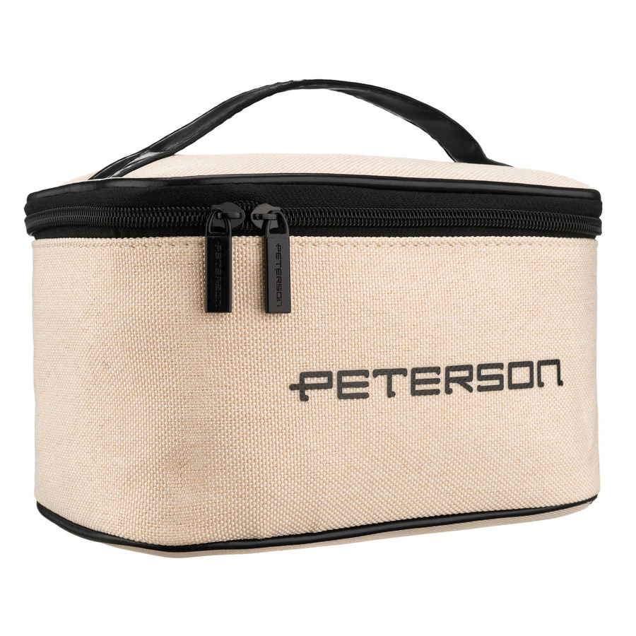 Beżowo-czarna kosmetyczka Peterson KOS-DA-16 z uchwytem
