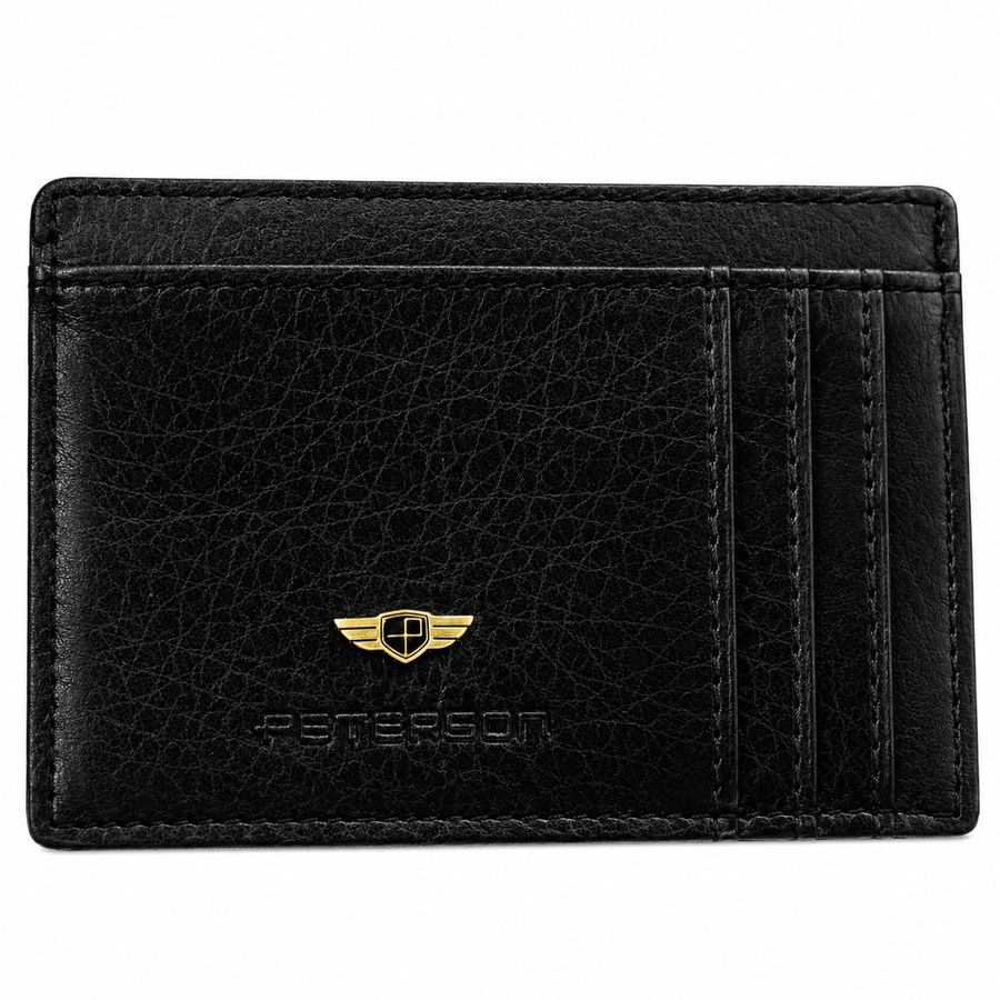 Czarne etui na karty Peterson CC-224-BMVT ze złotym logo