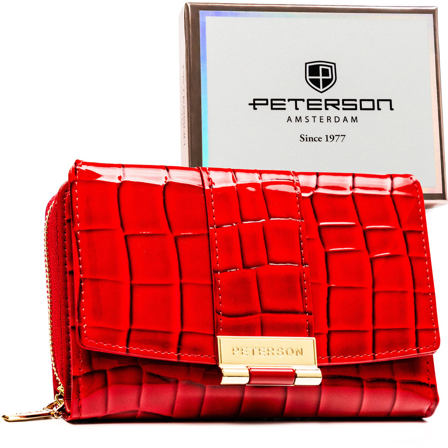 Czerwony portfel Peterson 0015-DS w kroko