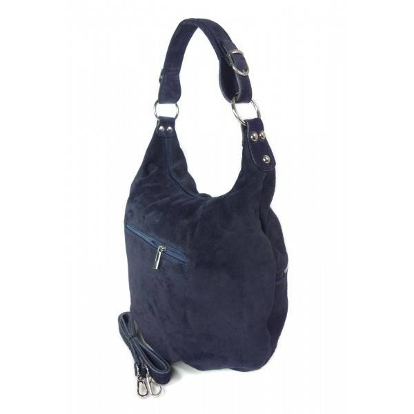 Torebka skórzana zamszowa damska Vera Pelle W345BS shopper bag A4 granatowa - cecha produktu