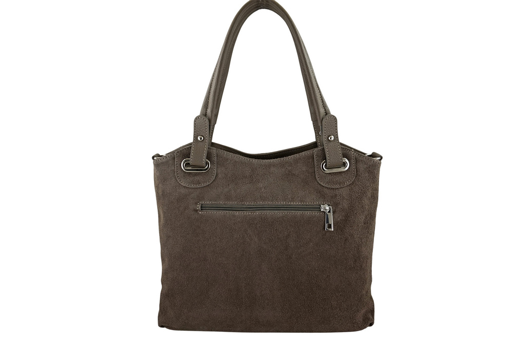 Torebka z naturalnej skóry i zamszu damska Barberini's 982/1-9 shopper A4 ciemnobeżowa - cecha produktu