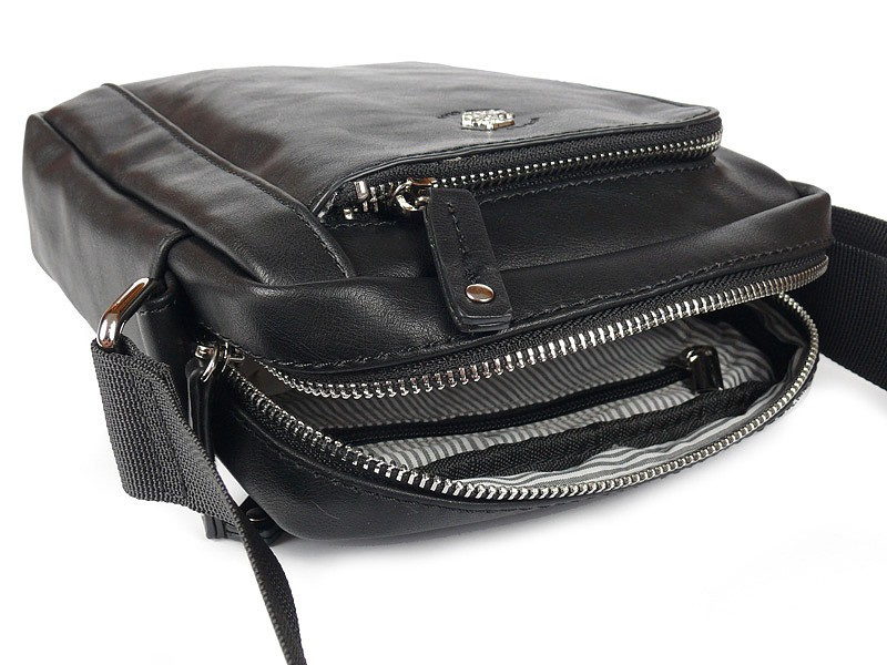 Listonoszka ze skóry ekologicznej unisex Beverly Hills Polo Club BH-1182 torba czarna - cecha produktu