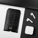 Skórzane etui na IPhone 11 czarne skóra węża - SA58