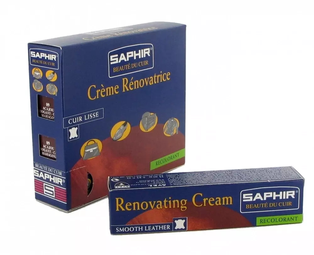 Krem do renowacji do skór gładkich Saphir jasnobrązowy - opakowanie: kartonik i tubka Renovating Cream / Crème Rénovatrice