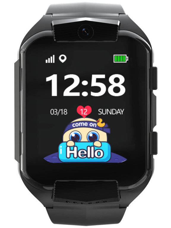 Czarny smartwatch dla dzieci Pacific 32-1 - smartwatch z przodu, czarna koperta