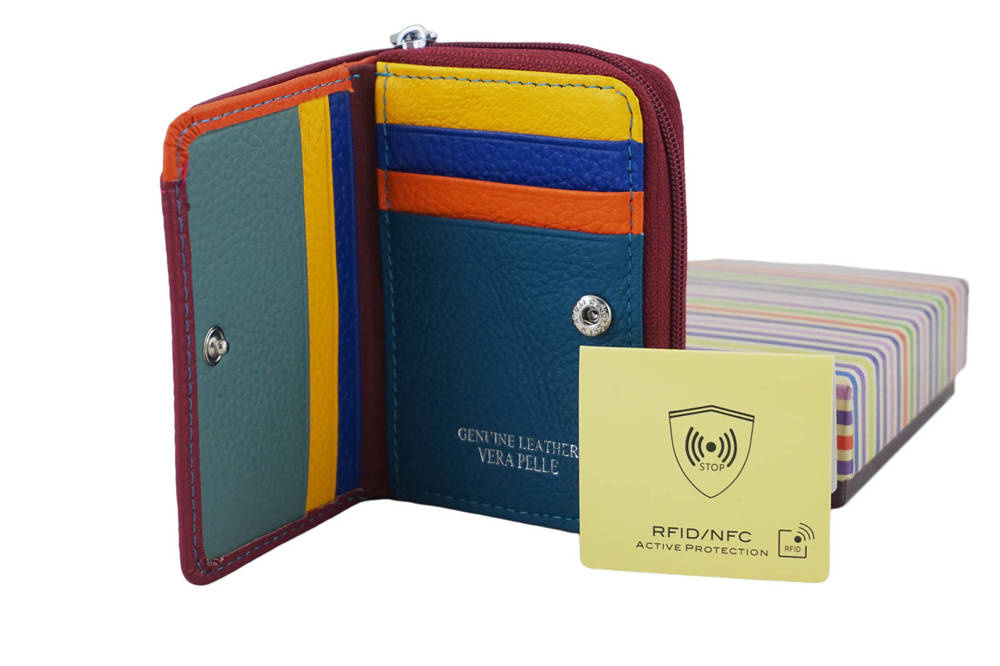 Portfel ze skóry licowej damski Barberini's D-8304-14 podwójny fuksja - cecha produktu