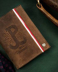 Portfel męski brązowy z motywem patriotycznym Peterson PTN 333PW