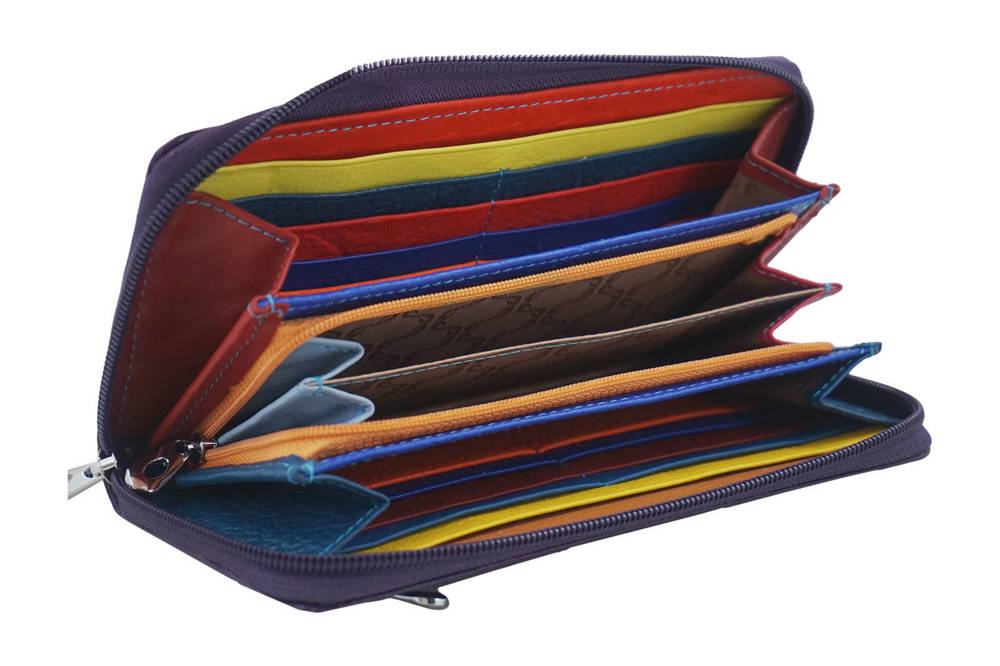 Portfel ze skóry naturalnej damski Barberini's D-8603-40 na zamek fioletowy - cecha produktu