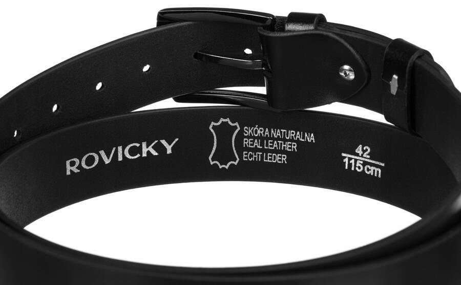 Spód czarnego paska Rovicky RV-27-SPL ze znakiem skóry naturalnej