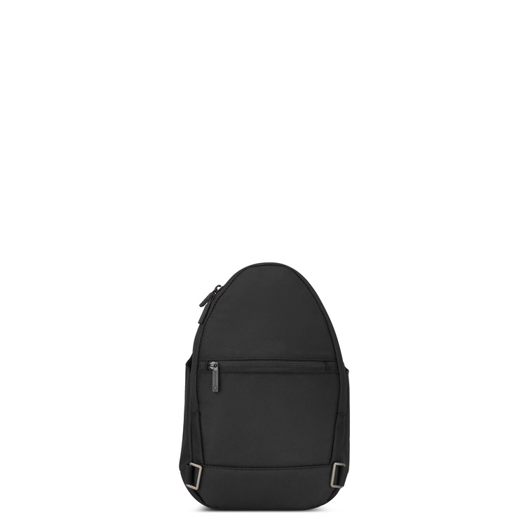 Torba miejska materiałowa unisex DELSEY PICPUS saszetka nerka czarna - detal materiału i zapięcia