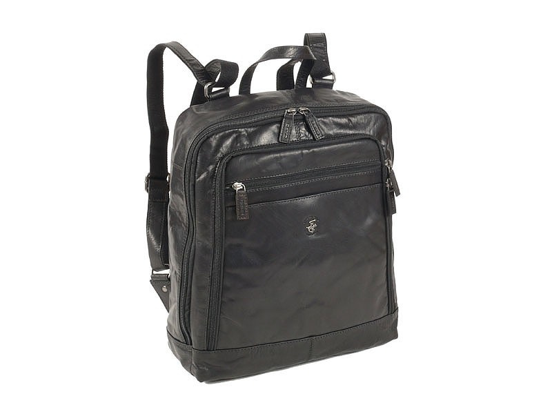 Plecak torba 2w1 ze skóry ekologicznej unisex Beverly Hills Voyager A4 czarny - front produktu