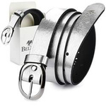 Pasek damski z klamrą skórzany Beltimore U48 85 cm srebrny