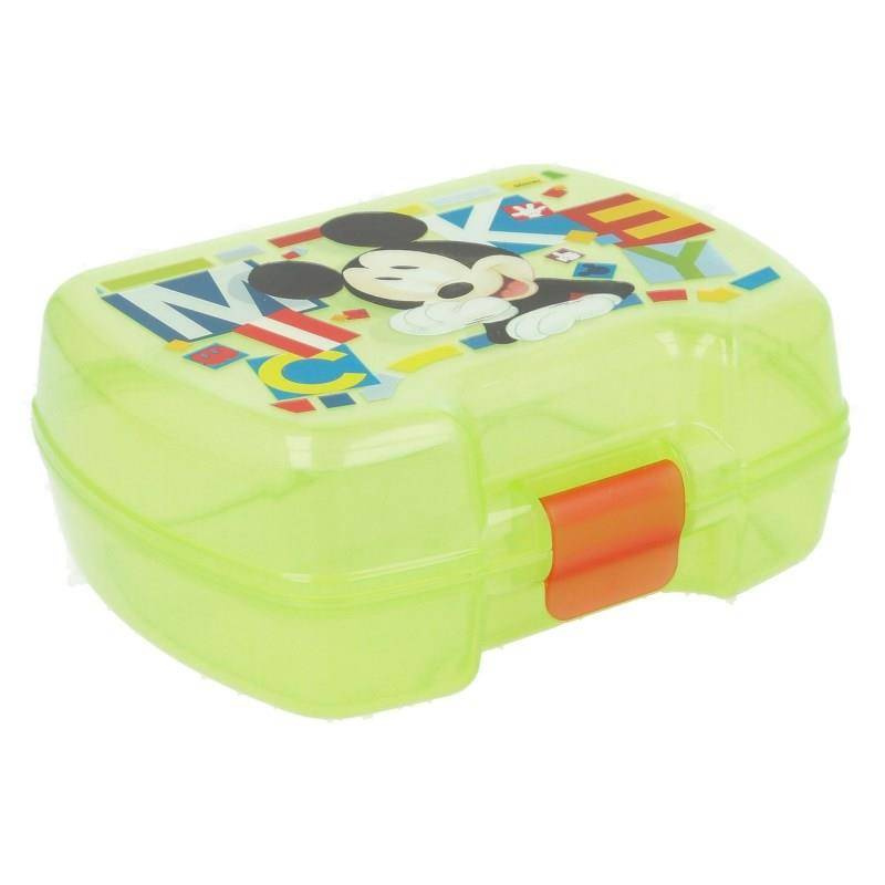 Pudełko śniadaniowe plastikowe dziecięce Mickey Mouse lunchbox kolorowe - ergonomiczne zamknięcie i kształt