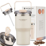 Kubek termiczny ze stali nierdzewnej unisex Peterson 600 ml z uchwytem ecru