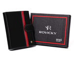 Skórzany portfel męski z czerwonym akcentem — Rovicky N4L-RVTP-2985