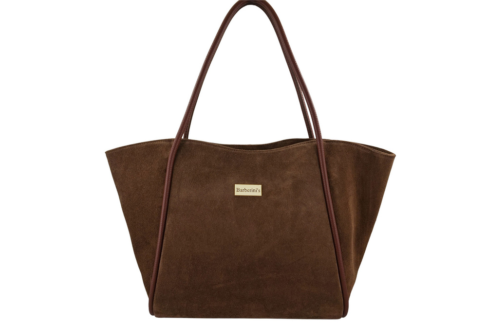 Torebka skórzana zamszowa damska Barberini's 1008-6 shopper A4 brązowa - cecha produktu