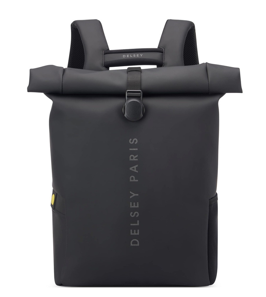 Plecak miejski z materiału unisex Delsey Turenne rolowany jednokomorowy czarny - widok frontowy