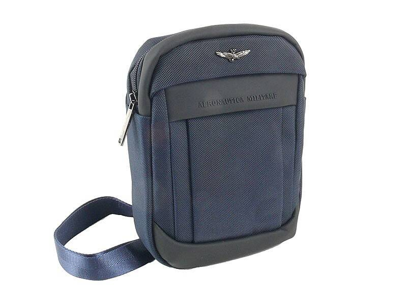 Miejska saszetka męska na ramię torba materiałowa granatowa - Aeronautica Militare AM-500 BL - widok z przodu