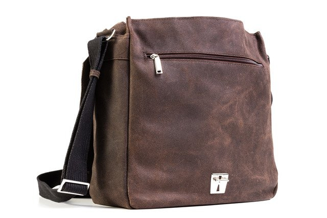 Torba skórzana unisex VOOC URBAN RDW8 listonoszka A4 brązowa - widok wnętrza i organizacja przestrzeni
