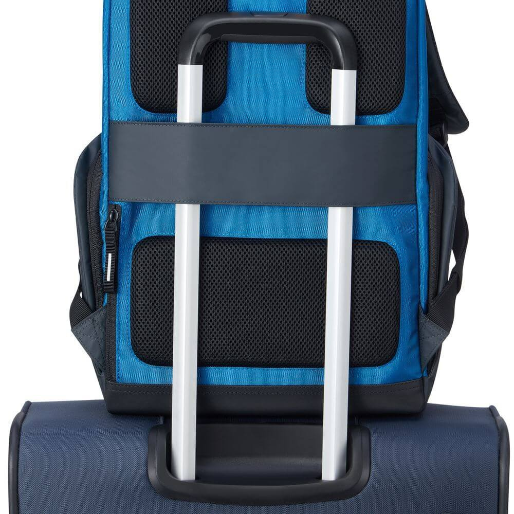 Plecak z poliestru unisex Delsey Securflap miejski na laptop 16 cali turkusowy - detale wykonania