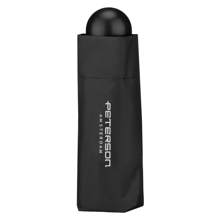 Czarny parasol Peterson UMB-03T złożony w pokrowcu