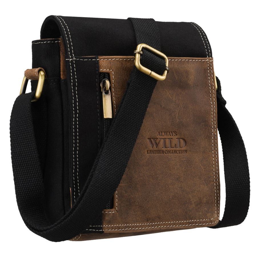 Torba skórzano-canvasowa męska Always Wild AW-MN10S-MHC listonoszka czarno-brązowa - cecha produktu
