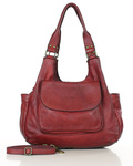 Skórzana torebka damska miejska retro bag czerwona bordo - MARCO MAZZINI v154i