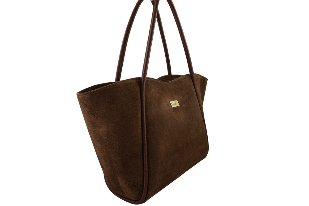 Torebka skórzana zamszowa damska Barberini's 1008-6 shopper A4 brązowa - cecha produktu