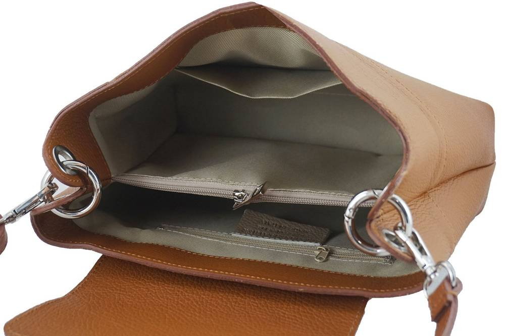 Torebka ze skóry licowej damska Barberini's 834-9 listonoszka mała ciemnobeżowa - cecha produktu